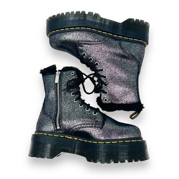 NWOT Dr. Martens Jadon Black Silver Distressed Metallic Fur Lined Moto Boots 6 - Picture 9 of 11